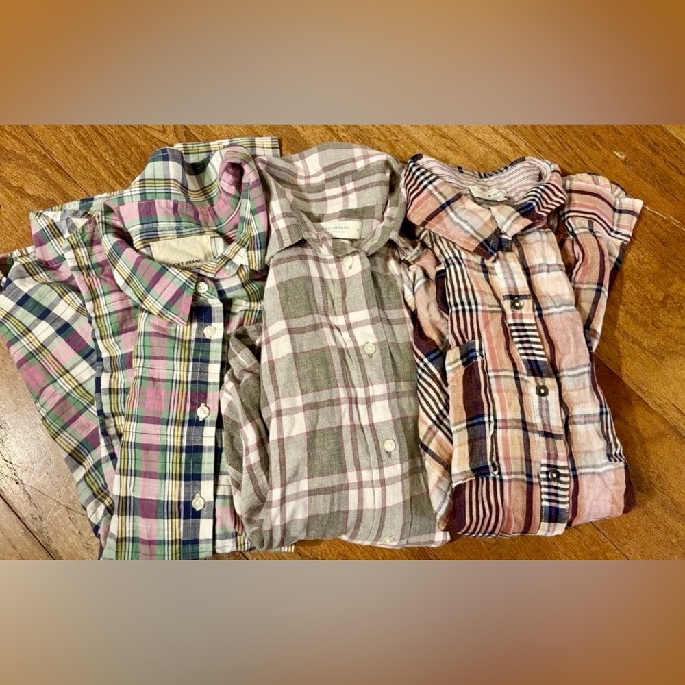 Lot of Women’s Lucky Brand Plaid Shirts Tops Size Medium and Large